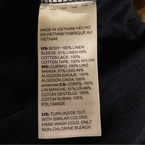 Chico’s V-Neck Blue Bishop Sleeve Linen Size1(med)Blouse - Picture 9 of 10